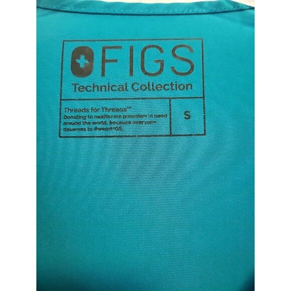 Figs Scrubs Technical Collection Shirt Top Small Teal Medical Pockets Hospital - Picture 4 of 5